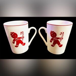 Gibson Home mugs set of 2 gingerbread man candy cane Christmas holiday gift
